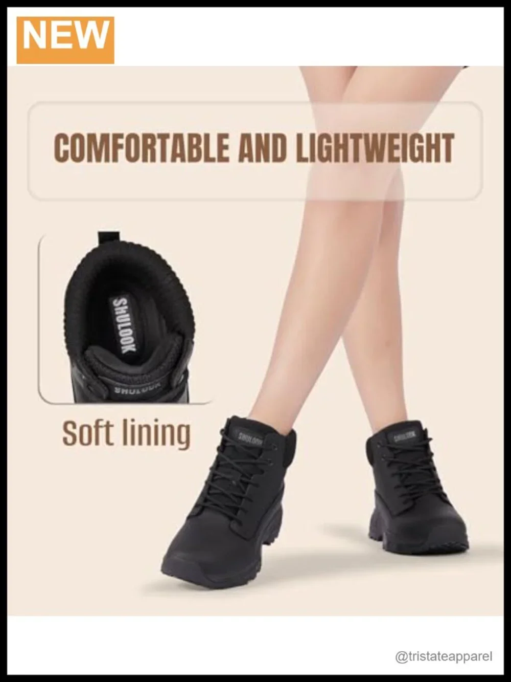 Women's Non Slip Work Boots Waterproof Slip-Resistant Faux Leather Ankle